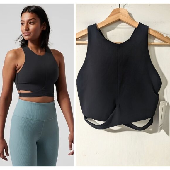 Athleta | Conscious Crop Cut Out Bra In Black (D-DD cup) - Picture 1 of 16